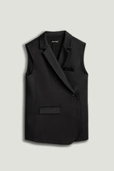 Asymmetric Buttoned Longline Vest